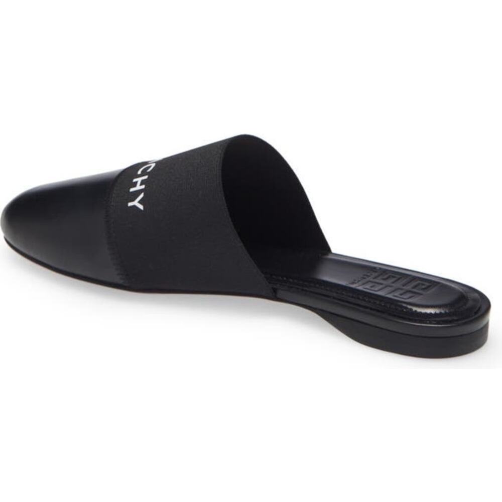 Givenchy Bedford Black Logo Print Leather Slip On Mules Size 6.5 - Picture 3 of 12